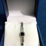 Luxe Black Gem & Silver Bead Bracelet