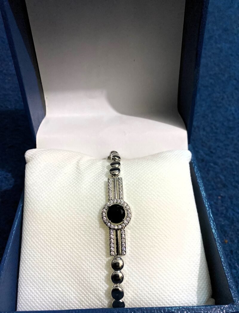 Luxe Black Gem & Silver Bead Bracelet