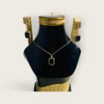 Sleek Black Zircon Stone & Gold Chain Necklace Set with Adjustable Tops pair