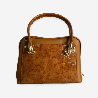 Engraved Texture Tan Handbag