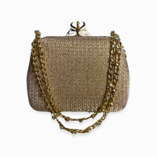 Bridal Giltter Bag With Golden Chain