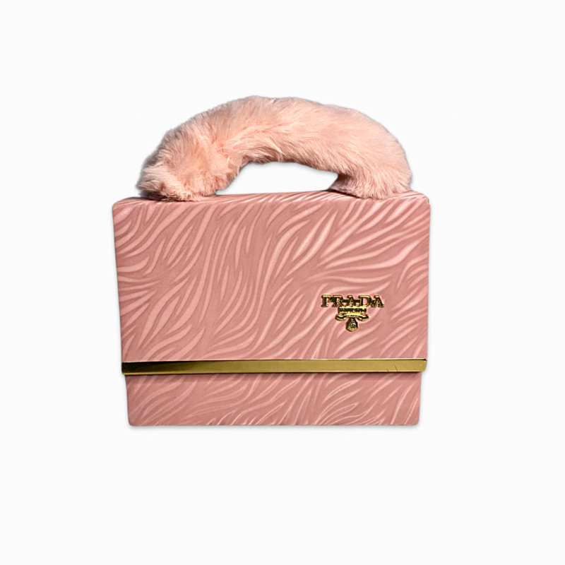 Pink Handbag With Fur Grip